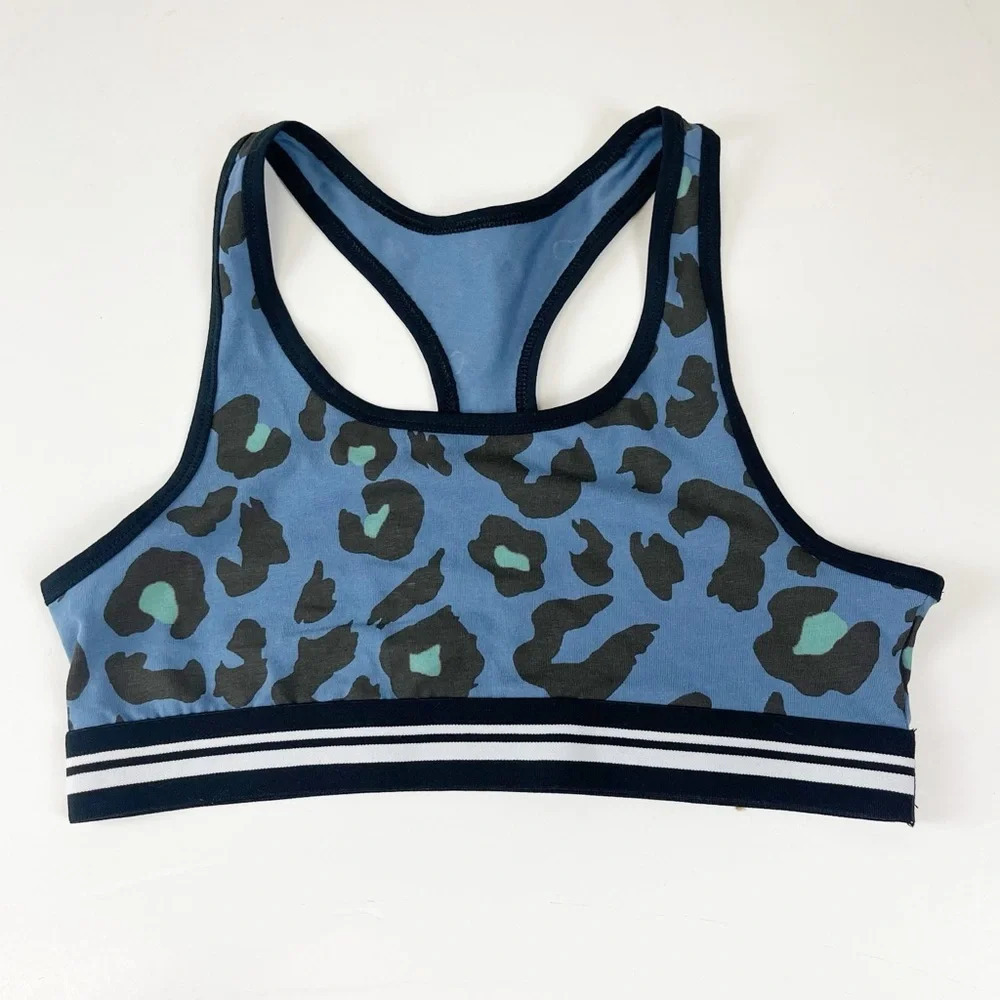 NEW Treasure & Bond Sports Bra Girls 14 / 16 Blue Animal Print Racerback NWOT
